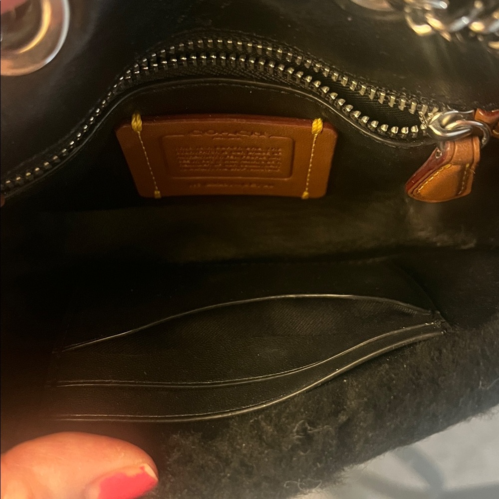 Coach Madison 18 Black Shearling Crossbody Shoulder Bag Purse - Picture 7 of 7